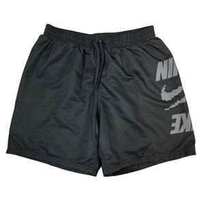 Nike Swim Trunks Large Black Pixel Logo Graphic Mesh Lined Board Shorts Mens